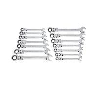 GEARWRENCH Juego de llaves combinadas de 14 piezas de 12 puntos con cabezal flexible, SAE/métrico - 85141