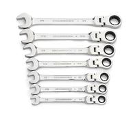 GearWrench Juego de llaves combinadas de trinquete de cabeza flexible, 7 piezas, 12 puntos, SAE - 9700
