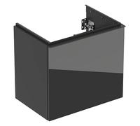 Geberit Acanto mueble bajo lavabo, 1 cajón y 1 cajón interior, proyección acortada, 592x535x415mm, 503.008.JK.2, Color: Carcasa: lava / mate Frente: lava / cristal brillante, asa: lava / mate