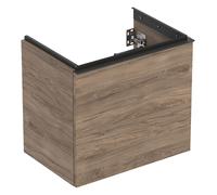 Geberit Acanto mueble bajo lavabo, 1 cajón y 1 cajón interior, proyección acortada, 592x535x415mm, 503.008.JR.1, Color: Carcasa y frontal: nogal hickory / textura madera melamina, tirador: lava / mate