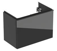 Geberit Acanto mueble bajo lavabo, 1 cajón y 1 cajón interior, saliente acortado, 740x535x415mm, 503.009.JK.2, Color: Carcasa: lava / mate Frente: lava / cristal brillante, asa: lava / mate
