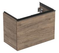 Geberit Acanto mueble bajo lavabo, 1 cajón y 1 cajón interior, saliente acortado, 740x535x415mm, 503009JR1, Color: Carcasa y frontal: nogal hickory / textura madera melamina, tirador: lava / mate - CM