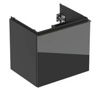 Geberit Acanto mueble bajo lavabo, 1 cajón y 1 cajón interior, suspendido, 592x541x475mm, 503.003.JK.2, Color: Carcasa: lava / mate Frente: lava / cristal brillante, asa: lava / mate
