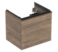 Geberit Acanto mueble bajo lavabo, 1 cajón y 1 cajón interior, suspendido, 592x541x475mm, 503003JR1, Color: Carcasa y frontal: nogal hickory / textura madera melamina, tirador: lava / mate - CM