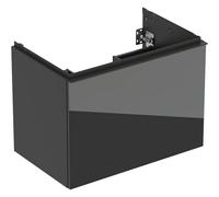 Geberit Acanto mueble bajo lavabo, 1 cajón y 1 cajón interior, suspendido, 740x541x475mm, 503.004.JK.2, Color: Carcasa: lava / mate Frente: lava / cristal brillante, asa: lava / mate