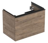 Geberit Acanto mueble bajo lavabo, 1 cajón y 1 cajón interior, suspendido, 740x541x475mm, 503.004.JR.1, Color: Carcasa y frontal: nogal hickory / textura madera melamina, tirador: lava / mate