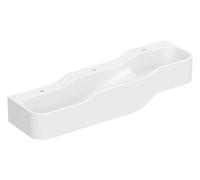Geberit Bambini juego y lavabo paisaje, W:140cm, 3 lavabos, lavabo inferior a la izquierda, sin rebosadero, 502.975.00.1, Color: blanco-alpino / sin decoración / agujero de grifo central, izquierda y