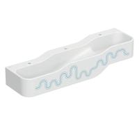 Geberit Bambini juego y lavabo paisaje, W:140cm, 3 lavabos, lavabo inferior a la izquierda, sin rebosadero, 502975SX1, Color: blanco-alpino / decoración: azul océano - azul claro / orificio del grifo
