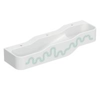 Geberit Bambini juego y lavabo paisaje, W:140cm, 3 lavabos, lavabo inferior a la izquierda, sin rebosadero, 502.975.79.1, Color: blanco-alpino / decoración: verde bosque - verde claro / orificio del g