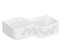 Geberit Bambini juego y lavabo paisaje, W:90cm, 2 lavabos, lavabo inferior a la derecha, sin rebosadero, 502.974.79.2, Color: blanco-alpino / decor: verde bosque - verde claro / sin agujero para grifo