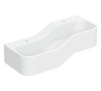 Geberit Bambini paisaje de juego y lavado, anchura:90cm, 2 lavabos, lavabo más profundo a la izquierda, sin rebosadero, 502.973.00.1, Color: blanco-alpino / sin decoración / agujero para grifo izquier