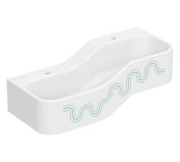 Geberit Bambini paisaje de juego y lavado, anchura:90cm, 2 lavabos, lavabo más profundo a la izquierda, sin rebosadero, 502.973.79.1, Color: blanco-alpino / decoración: verde bosque - verde claro / or