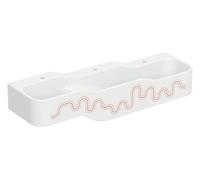 Geberit Bambini paisaje de juego y lavado, W:140cm, 3 lavabos, lavabo inferior a la derecha, sin rebosadero, 502976FY1, Color: blanco-alpino / decoración: rojo carmín - naranja / orificio del grifo ce
