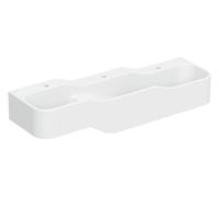 Geberit Bambini paisaje de juego y lavado, W:140cm, 3 lavabos, lavabo inferior a la derecha, sin rebosadero, 502976001, Color: blanco-alpino / sin decoración / agujero de grifo central, izquierda y de