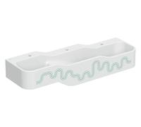 Geberit Bambini paisaje de juego y lavado, W:140cm, 3 lavabos, lavabo inferior a la derecha, sin rebosadero, 502.976.79.1, Color: blanco-alpino / decoración: verde bosque - verde claro / orificio del