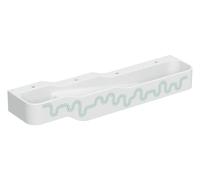 Geberit Bambini paisaje de juego y lavado, W:180cm, 4 lavabos, lavabo más profundo a la derecha, sin rebosadero, 502.978.79.1, Color: blanco-alpino / decoración: verde bosque - verde claro / orificio