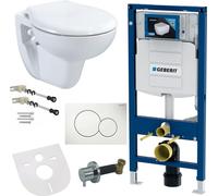 Geberit: Bidé higiénico de pared, inodoro de pared, blanco, elemento de pared, placa de accionamiento, tapa con cierre suave, modelo AC90L