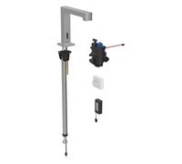 Geberit Brenta - Grifo electrónico termostático para lavabo, alimentación por batería, fácil de limpiar, acero inoxidable cepillado 116.198.SN.1
