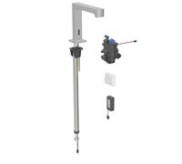 Geberit Brenta - Grifo electrónico termostático para lavabo, alimentación por batería, fácil de limpiar, acero inoxidable cepillado 116.198.SN.1