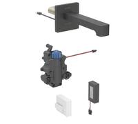 Geberit Brenta - Grifo electrónico termostático para lavabo empotrado, alimentación por batería, fácil de limpiar, negro mate 116.278.14.1