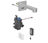 Geberit Brenta - Grifo electrónico termostático para lavabo empotrado, alimentación por batería, fácil de limpiar, acero inoxidable cepillado 116.278.SN.1