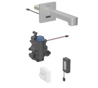 Geberit Brenta - Grifo electrónico termostático para lavabo empotrado, alimentación por batería, fácil de limpiar, acero inoxidable cepillado 116.298.SN.1