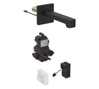Geberit Brenta mezclador de lavabo, 220mm de proyección, con mezclador, funcionamiento por red, para caja de función oculta, 116292141, Color: revestimiento negro mate, fácil de limpiar - CM
