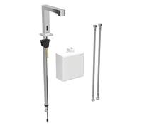 Geberit Brenta mezclador de lavabo, proyección 195mm, funcionamiento con pilas, con mezclador termostático, con caja de funciones de montaje en superficie, 116.178.21.1, Color: cromado brillante