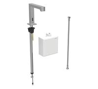 Geberit Brenta mezclador de lavabo, proyección 195mm, funcionamiento con pilas, sin mezclador, con caja de funciones de montaje en superficie, 116173SN1, Color: Ã?ptica Acero inoxidable/bruÃ±ido, con 