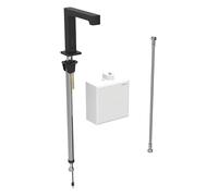 Geberit Brenta mezclador de lavabo, proyección 195mm, sin mezclador, funcionamiento generador, con caja de funciones de montaje en superficie, 116.175.14.1, Color: revestimiento negro mate, fácil de l
