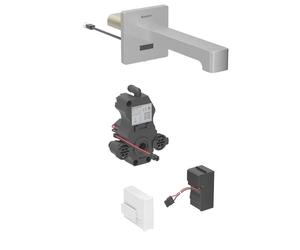 Geberit Brenta - Válvula electrónica para lavabo empotrada, para agua fría, alimentación a red, fácil de limpiar, acero inoxidable cepillado 116.291.SN.1
