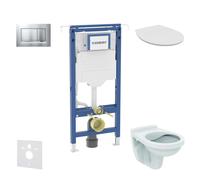 Geberit Duofix - Conjunto de instalación empotrada, inodoro Alpha con asiento, botón Sigma20, cromo mate/cromo SANI11CD2101