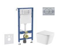 Geberit Duofix - Conjunto de instalación empotrada, inodoro Arkas I y asiento softclose, pulsador Delta01, cromo mate SANI11CA2117