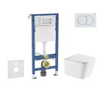 Geberit Duofix - Conjunto de instalación empotrada, inodoro Arkas I y asiento softclose, pulsador Delta01, blanco alpino SANI11CA31142
