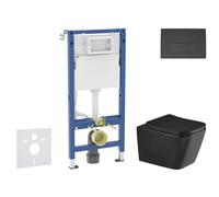 Geberit Duofix - Conjunto de instalación empotrada, inodoro Arkas I y asiento softclose, pulsador Delta50, negro mate SANI11CA5513
