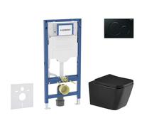 Geberit Duofix - Conjunto de instalación empotrada, inodoro Arkas I y asiento softclose, pulsador Sigma01, negro SANI11CA5514