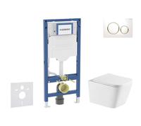 Geberit Duofix - Conjunto de instalación empotrada, inodoro Arkas I y asiento softclose, pulsador Sigma20, blanco/dorado SANI11CA31143
