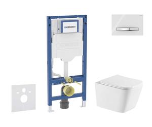Geberit Duofix - Conjunto de instalación empotrada, inodoro Arkas I y asiento softclose, pulsador Sigma50, cromo/blanco alpino SANI11CA31144