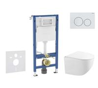 Geberit Duofix - Conjunto de instalación empotrada, inodoro compacto Gaia con asiento softclose,pulsador Delta20, blanco alpino SANI11CA3152B