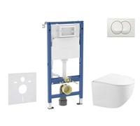 Geberit Duofix - Conjunto de instalación empotrada, inodoro compacto Gaia y asiento softclose, pulsador Delta, blanco SANI11CA3150B