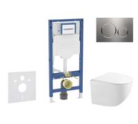 Geberit Duofix - Conjunto de instalación empotrada, inodoro compacto Gaia y asiento softclose, pulsador Sigma20, acero inoxidable SANI11CA6104B