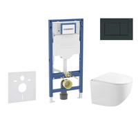 Geberit Duofix - Conjunto de instalación empotrada, inodoro compacto Gaia y asiento softclose,pulsador Sigma20, negro brillante/negro mate SANI11CA5120B