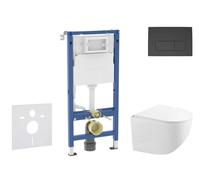 Geberit Duofix - Conjunto de instalación empotrada, inodoro compacto Gaia y asiento softclose, pulsador Delta50, negro mate SANI11CA5122B