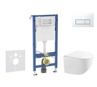 Geberit Duofix - Conjunto de instalación empotrada, inodoro compacto Gaia y asiento softclose, pulsador Delta50, blanco alpino SANI11CA3151B