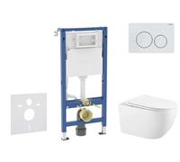 Geberit Duofix - Conjunto de instalación empotrada, inodoro Gaia con asiento de cierre suave, pulsador Delta20, blanco alpino SANI11CA3145B