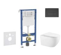 Geberit Duofix - Conjunto de instalación empotrada, inodoro Gaia y asiento softclose, pulsador Delta50, negro mate SANI11CA5118B