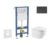 Geberit Duofix - Conjunto de instalación empotrada, inodoro Oudee y asiento softclose,pulsador Delta50, negro mate SANI11CA5172