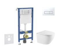 Geberit Duofix - Conjunto de instalación empotrada, inodoro Oudee y asiento softclose, pulsador Delta50, blanco alpino SANI11CA31136