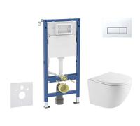 Geberit Duofix - Conjunto de instalación empotrada, inodoro Oudee y asiento softclose, pulsador Delta50, blanco alpino SANI11CA31103