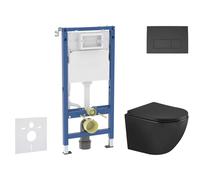 Geberit Duofix - Conjunto de instalación empotrada, inodoro Oudee y asiento softclose,pulsador Delta50, negro mate SANI11CA5507